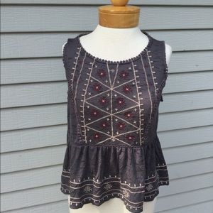 Knox Rose Gray Embroidered Tank M Soft!